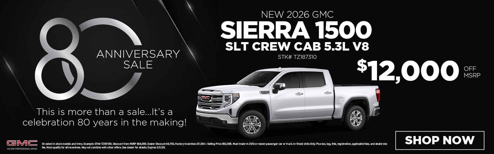 New 2026 GMC Sierra 1500 SLT Crew Cab 5.3L V8